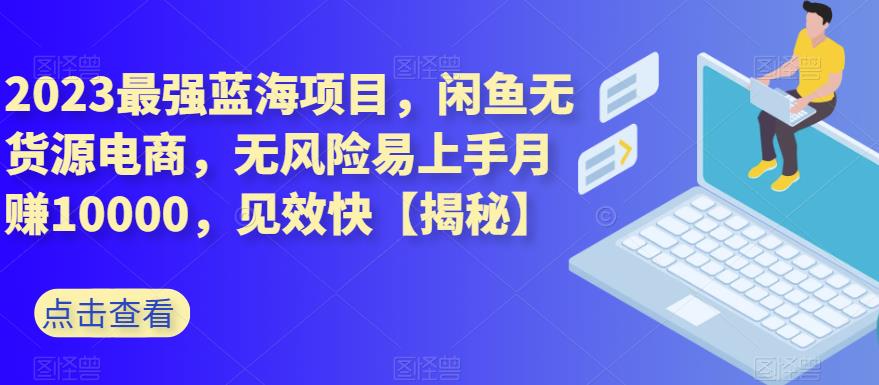 2023最强蓝海项目，闲鱼无货源电商，无风险易上手月赚10000，见效快【揭秘】