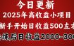 好项目一眼就能看出来，日收益1000，长久可做，2025拼的就是我比你勤奋