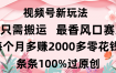 日入2000+，条条100%过原创，视频号最香风口赛道，小白轻松上手